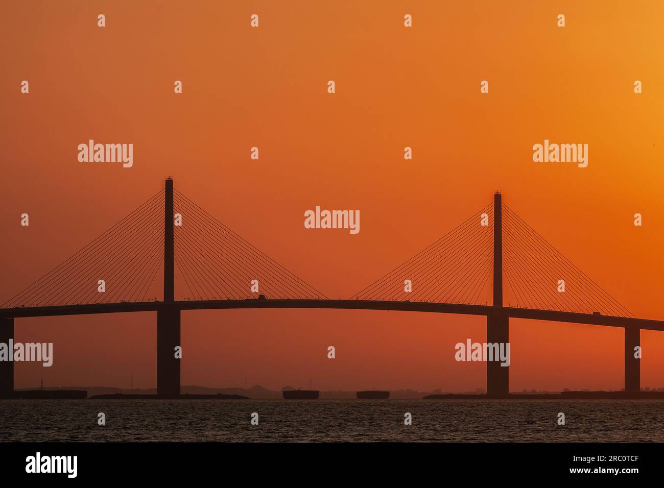 The skyway bridge at sunset, Tampa, Florida Stock Photo