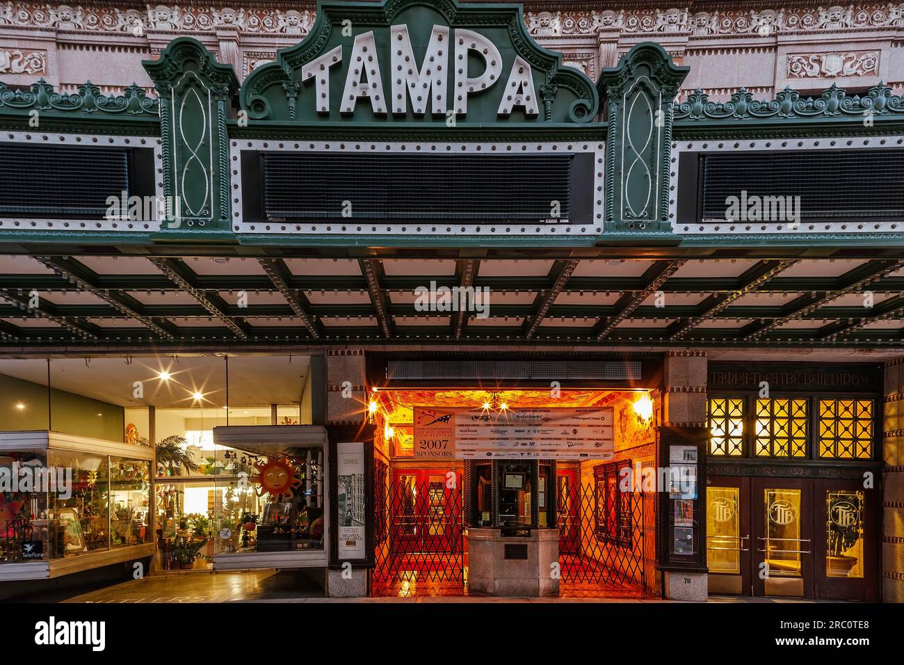 Front entrance to the TYampa theater in downtown Tampa, Florida Stock Photo