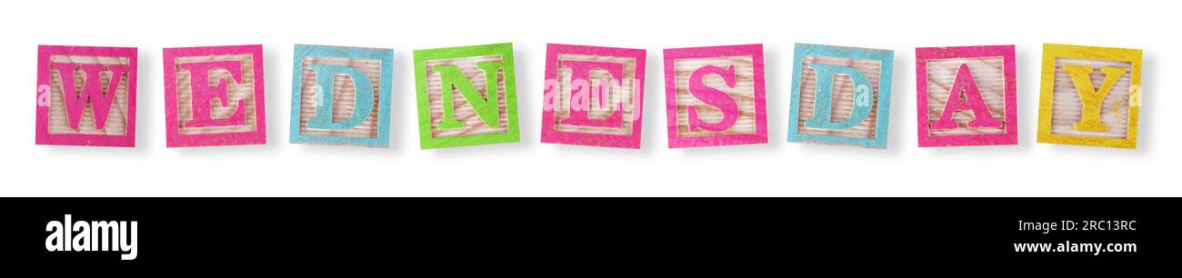 Wednesday concept with childs wood blocks with clipping path Stock ...