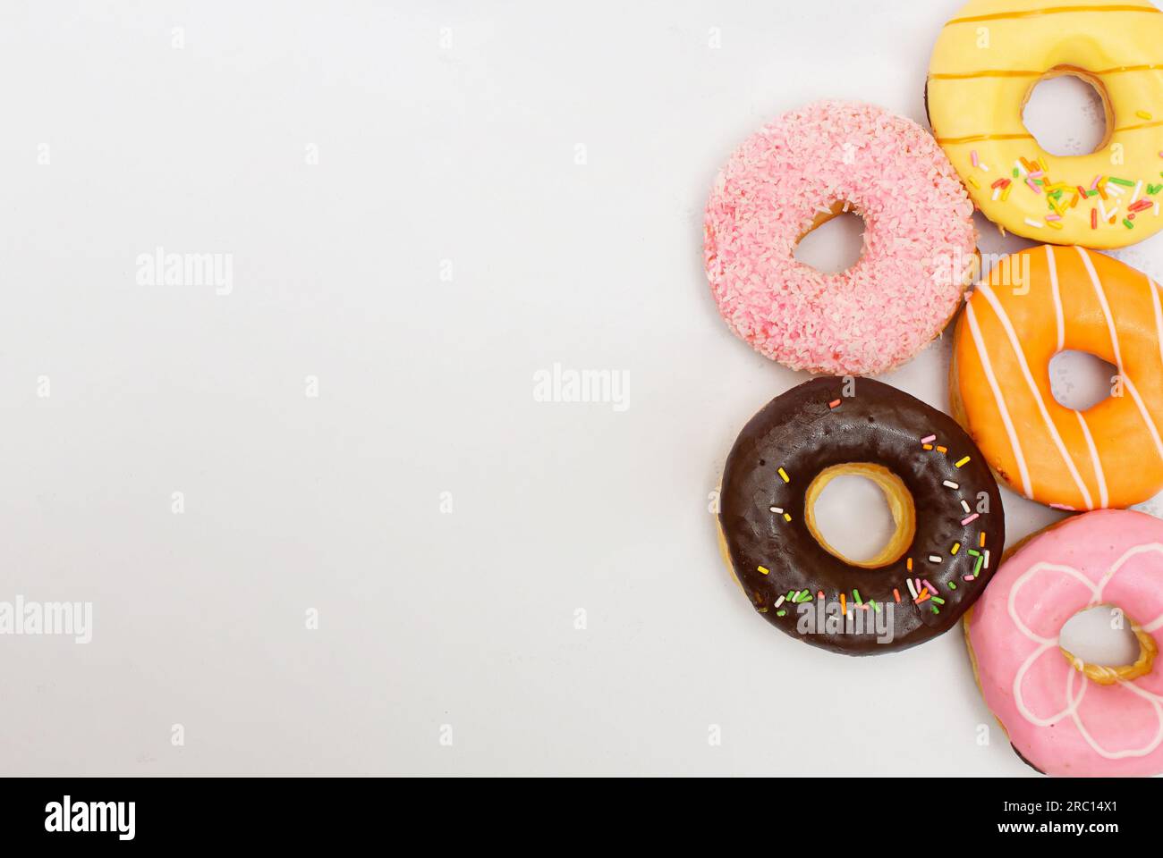 assorted donuts isolated on white background Stock Photo
