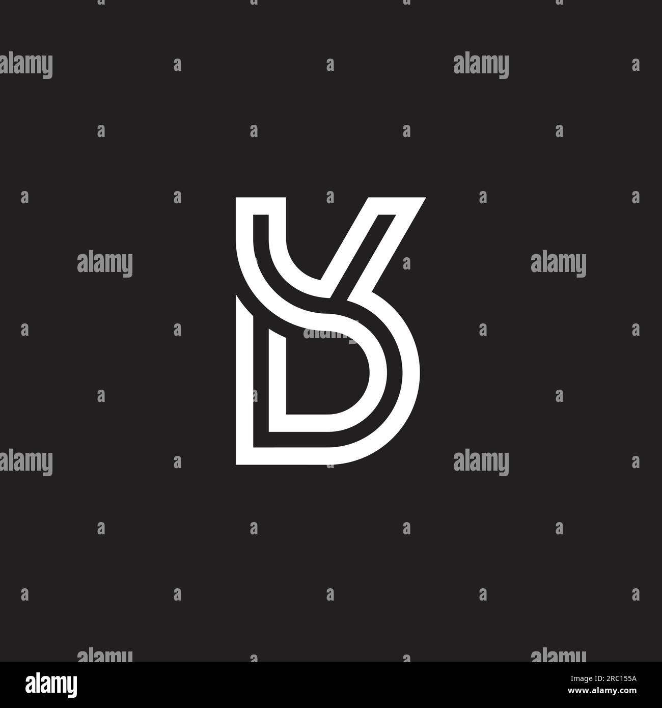 letter dy curves stripes outline logo vector Stock Vector