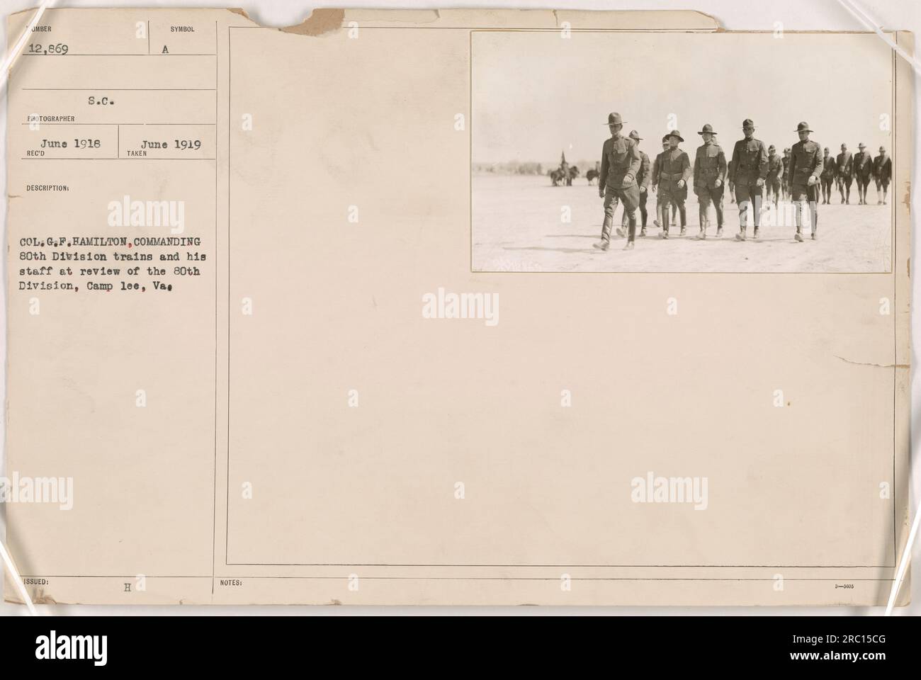 Colonel G.F. Hamilton, commanding the 80th Division trains, and his ...