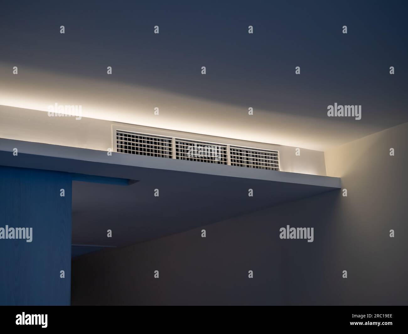 Air conditioning wall mounted ventilation system on ceiling in the