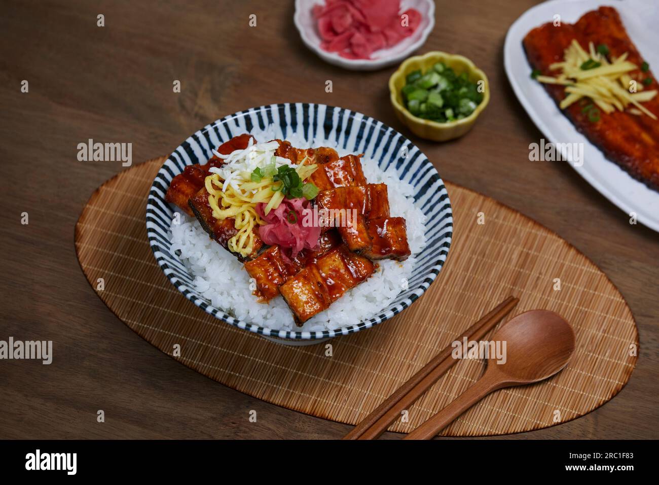 korean traditional food, grilled eel and rice with grilled eel Stock