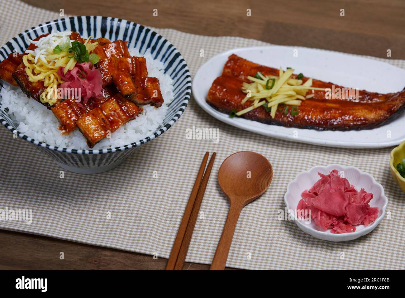 korean traditional food, grilled eel and rice with grilled eel Stock