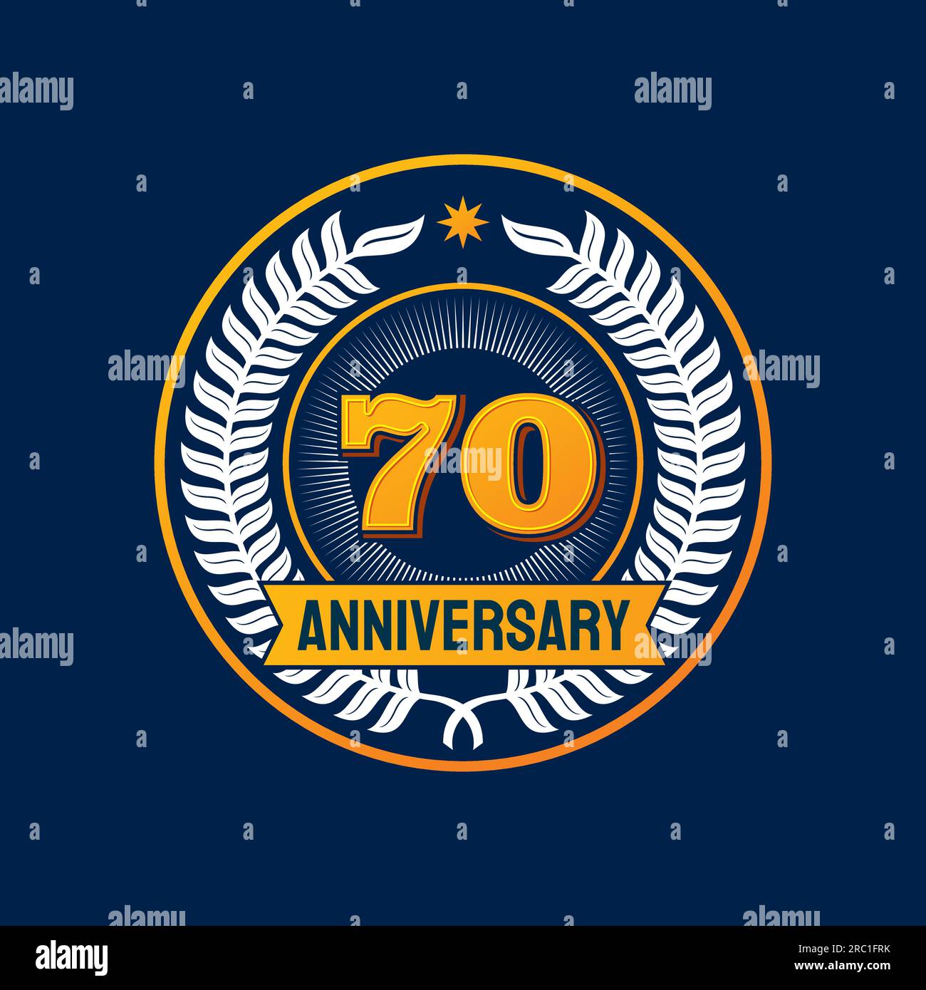 70 - year happy anniversary banner. 70th anniversary gold logo on dark  background. Stock Vector