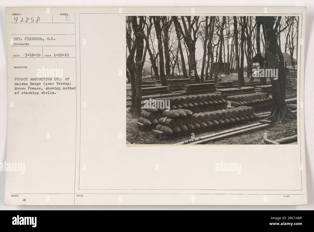 French ammunition dump at Maison Rouge (near Verdun) in Meuse, France