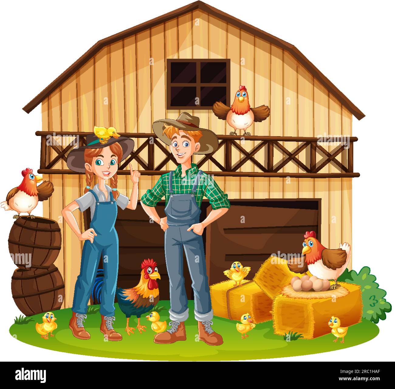 Farmer couple barn Stock Vector Images - Alamy