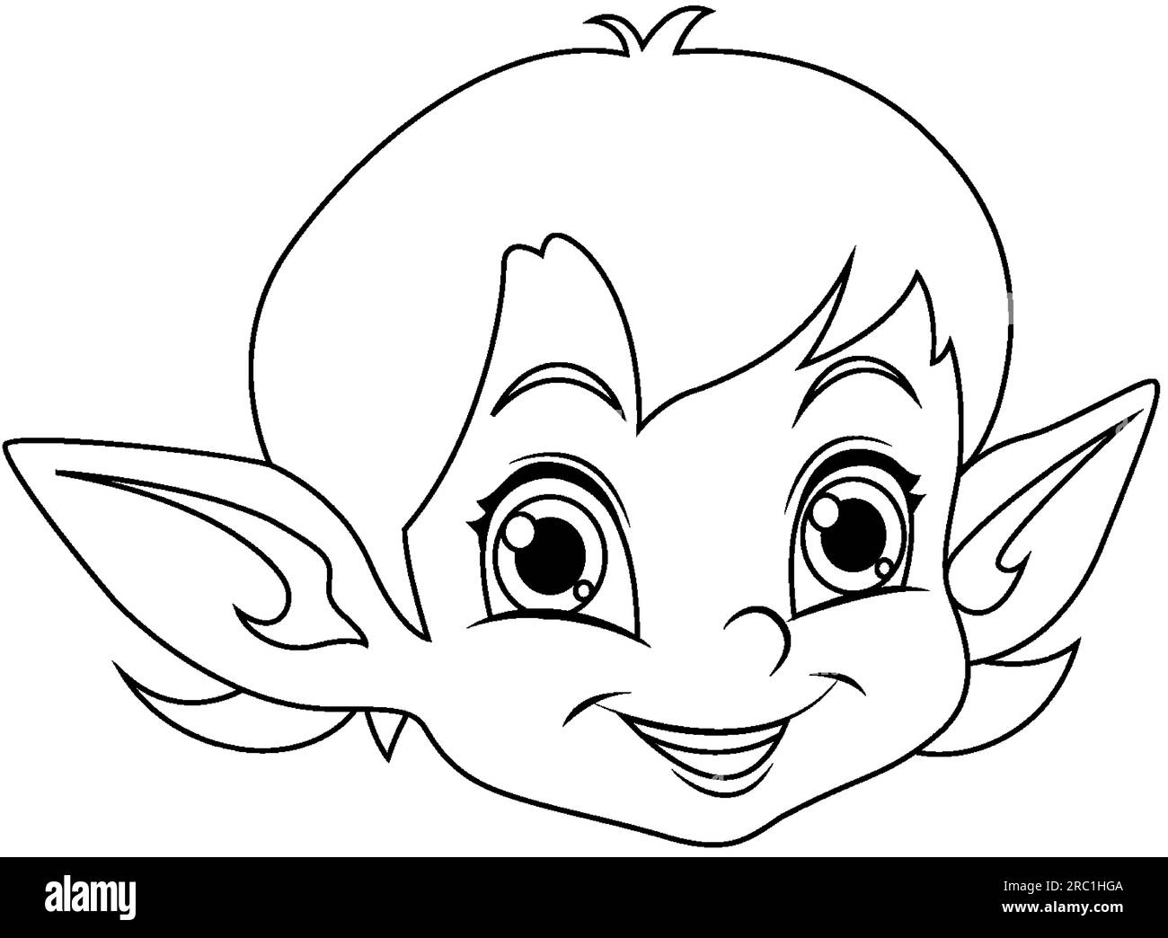Cute Elf Cartoon Character Outline for Colouring illustration Stock ...