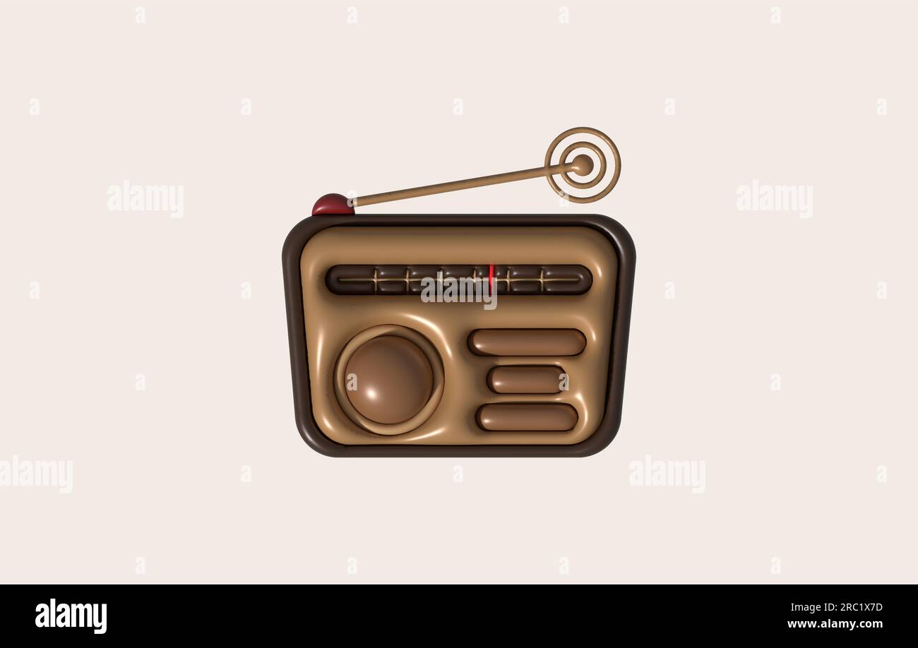 3D illustration vintage radio receiver. Stock Vector