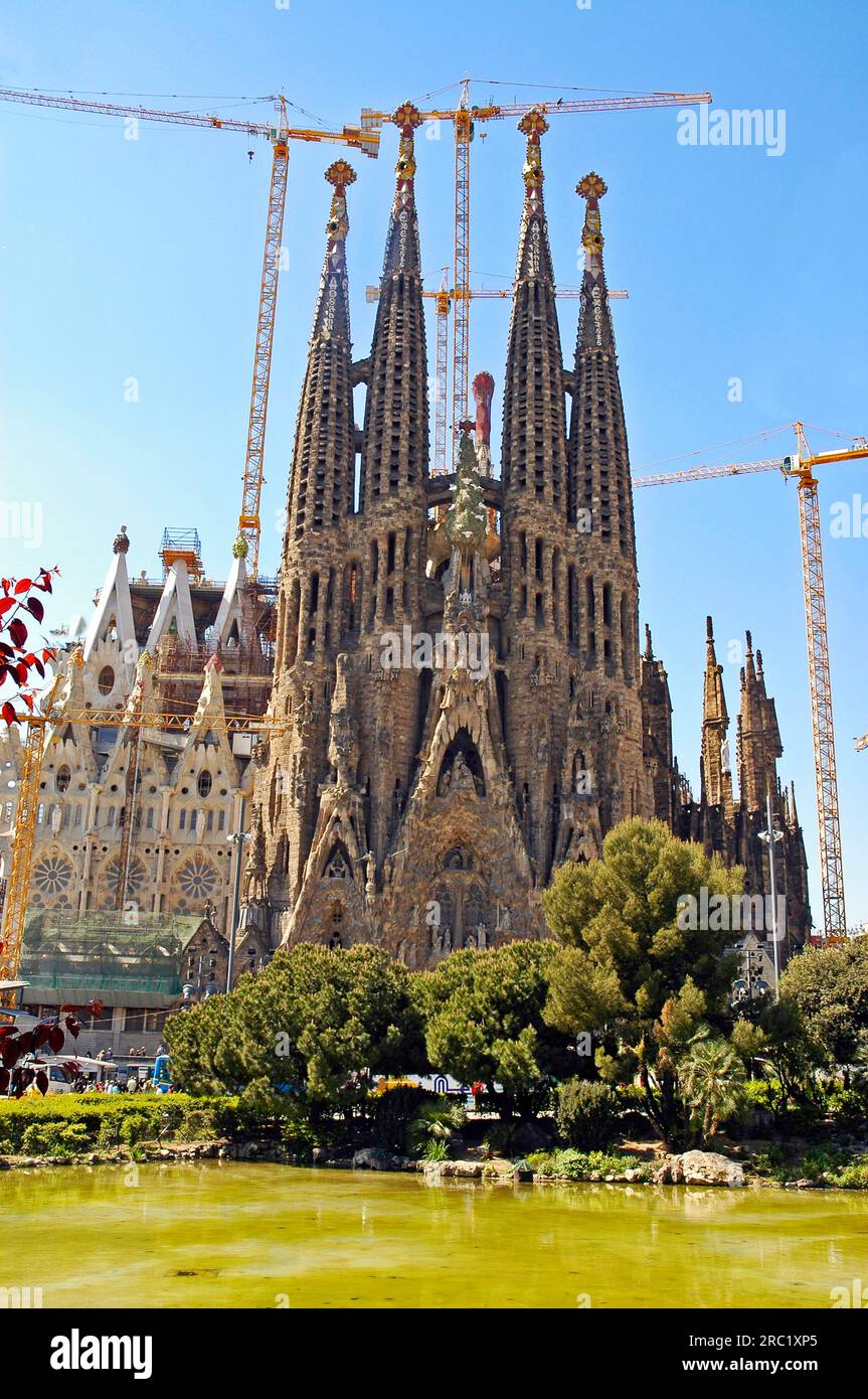 Church of the Holy Family, Sagrada Familia, Temple Expiatori la Sagrada Familia, Expiatory Church r, architect Antonio Gaudi, Barcelona, Catalonia Stock Photo
