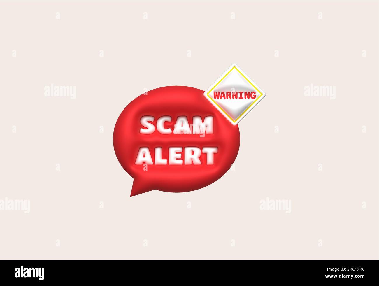 3D Illustrations Alert Messages and Viruses Spam Popup Warning Stock Vector