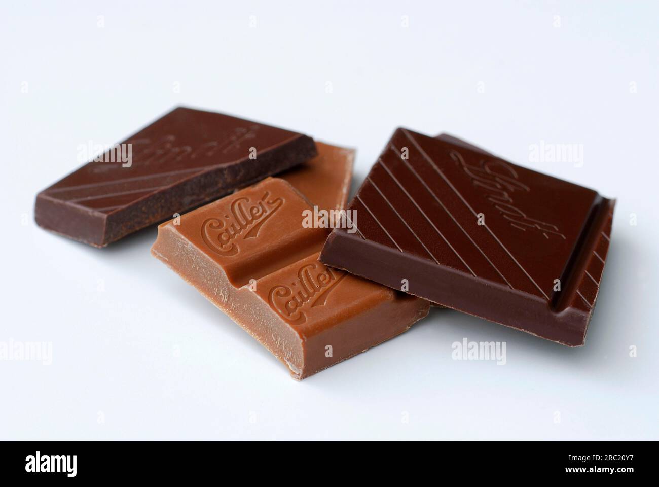 Chocolate pieces, piece, chocolate piece, light, dark Stock Photo