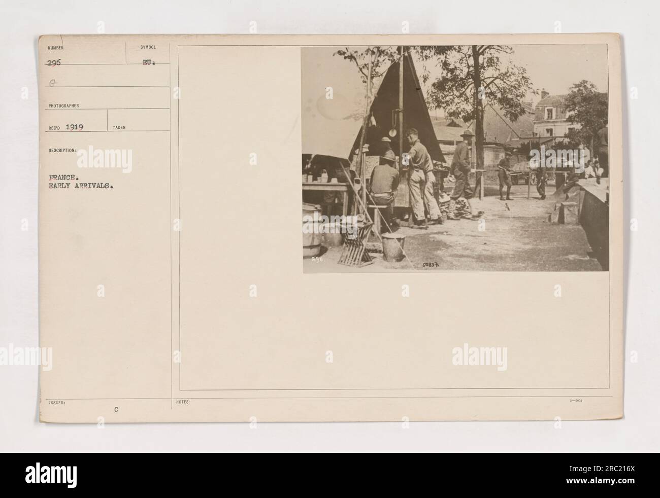 Soldiers arriving in France during World War One. The image shows a ...