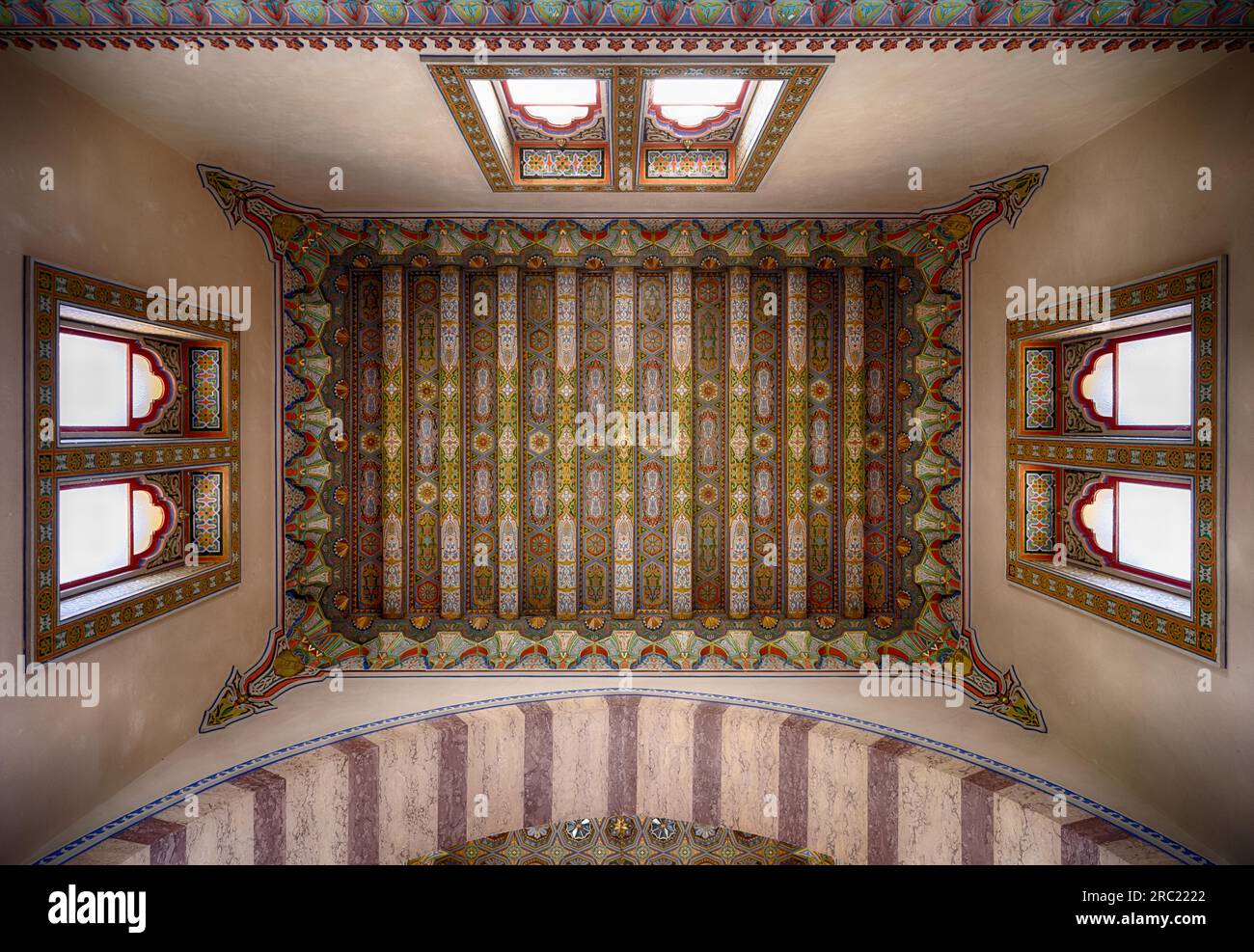 Interior view of the ceiling of the Damascene Hall, Moorish Garden