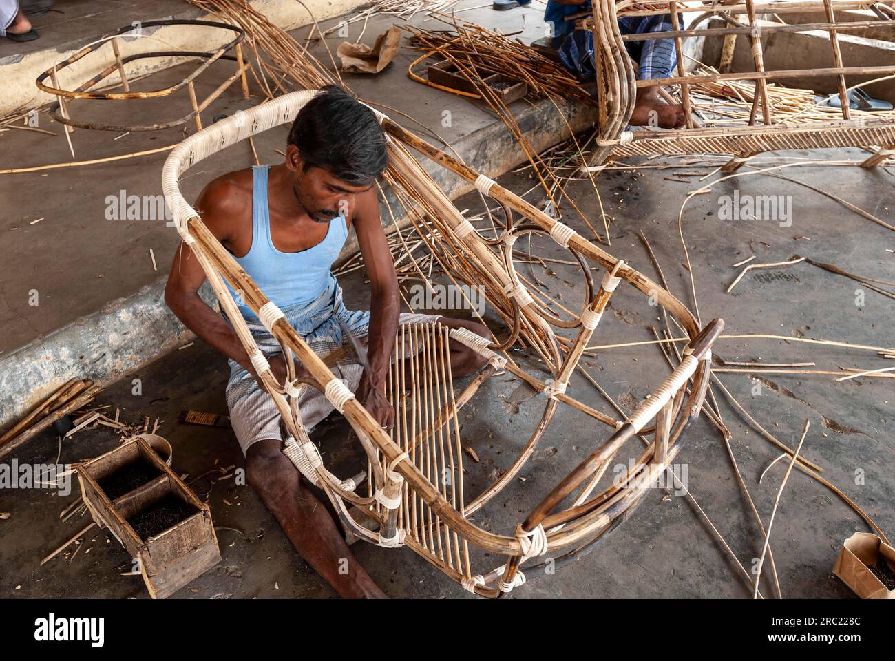 Cane Rattan furniture be making at Kollidam near Chidambaram Tamil Nadu South India India Asia Stock Photo Alamy