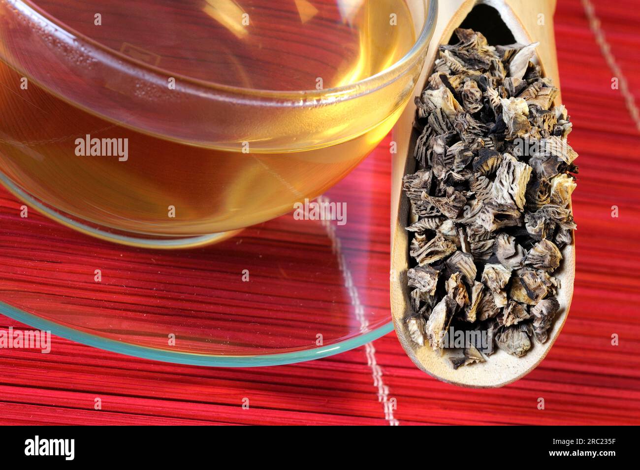 Cup of silver candle rhizome tea (Cimicifugae Rhizoma), Sheng Ma ...