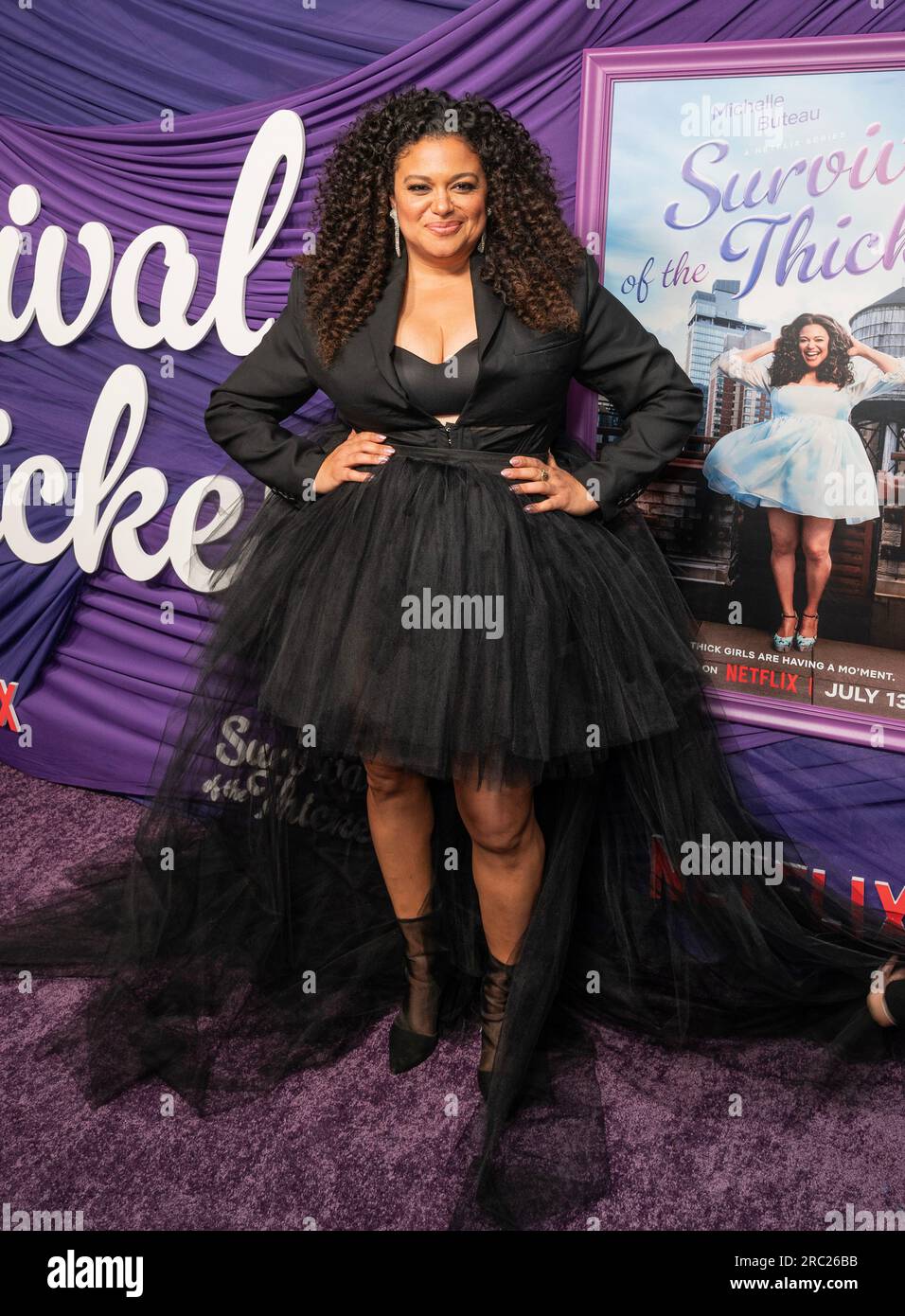 Michelle Buteau wearing dress by Keia Bounds attends New York premiere