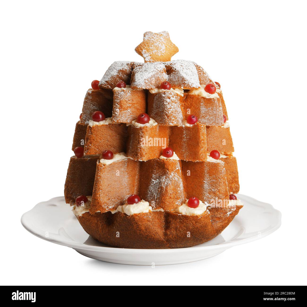 Pandoro Italian Sweet Christmas Tree Stock Image - Image of plate