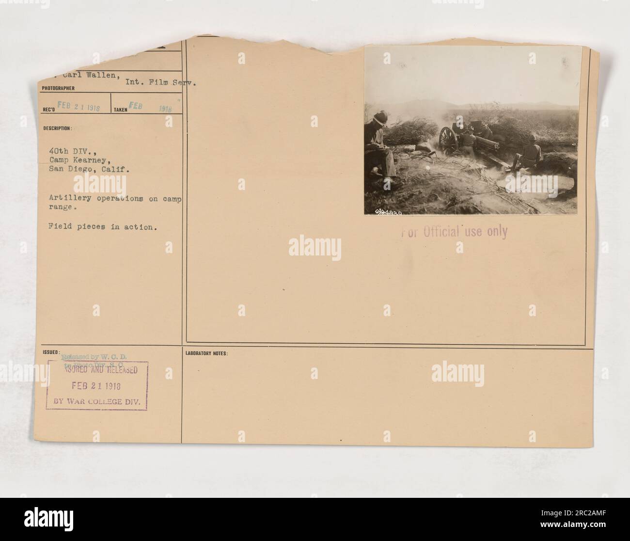 "Photograph taken by Carl Wallen, an International Film Service