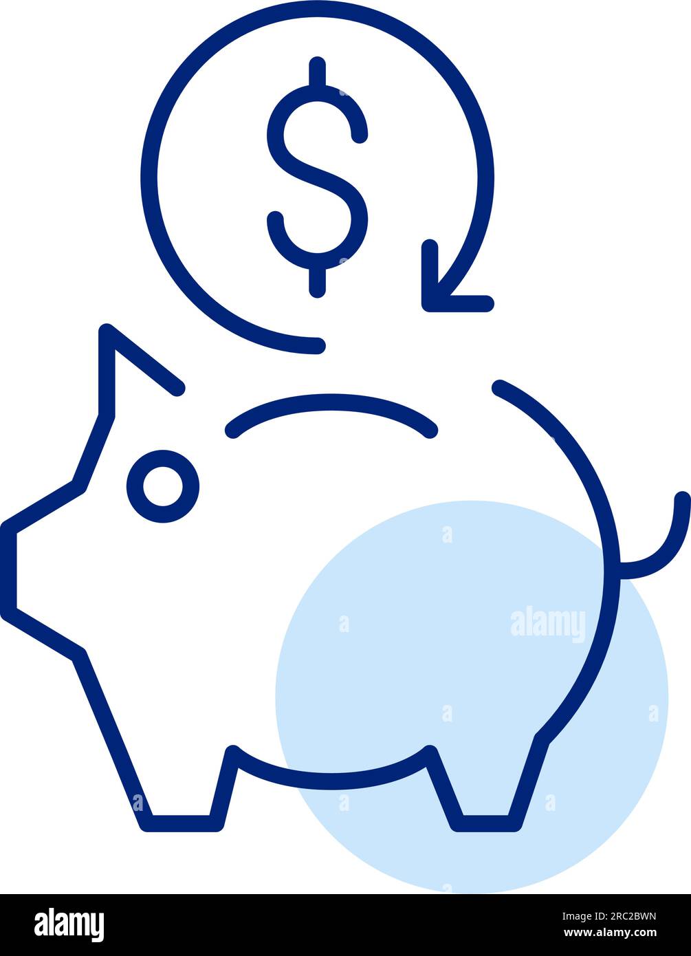 Money cash back. Bonus program. Returns on buying good. Dollar sign and piggy bank. Pixel perfect icon Stock Vector