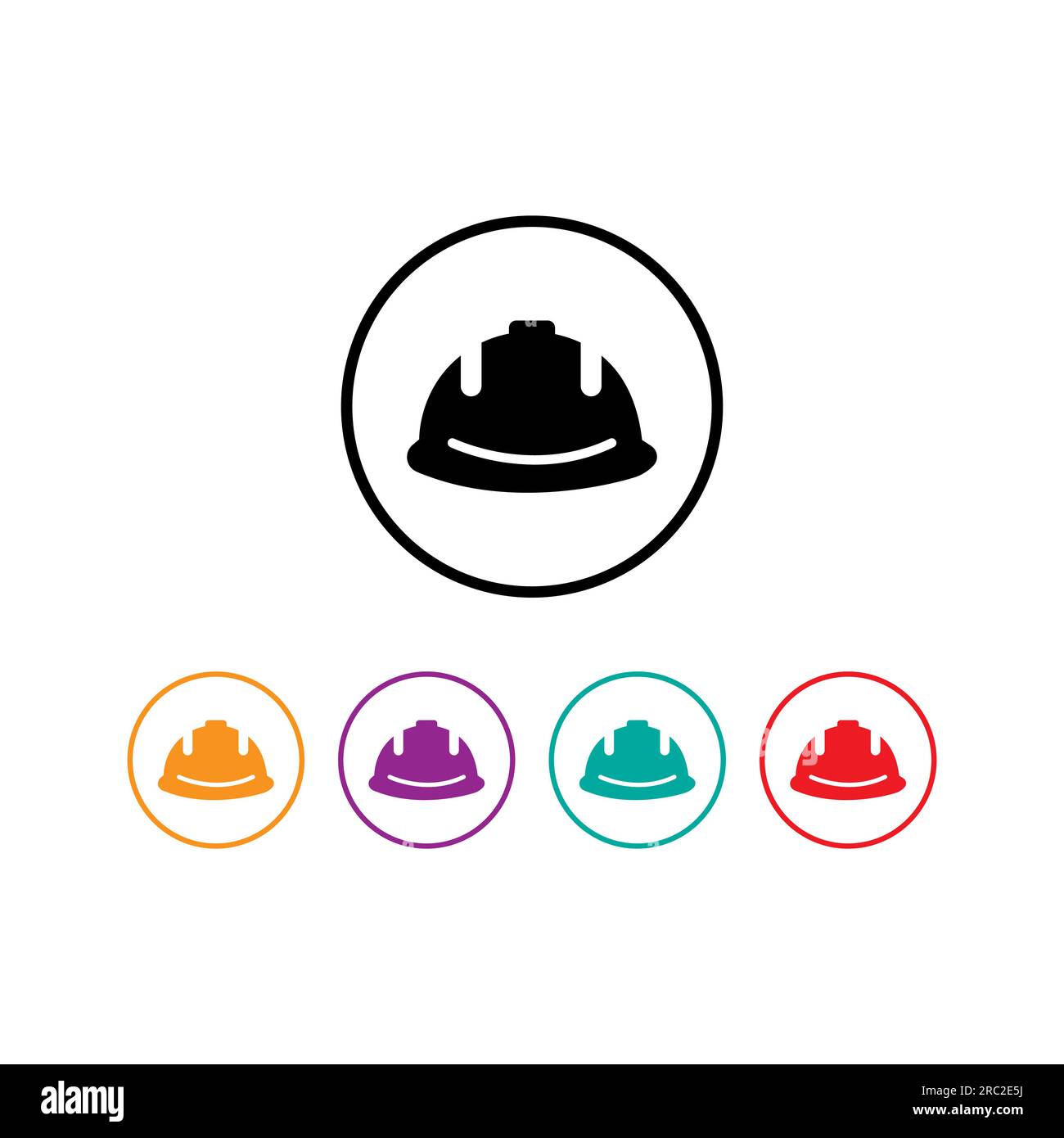 Construction Hard Hat Icon with Color Variations. Raster version. Stock Vector