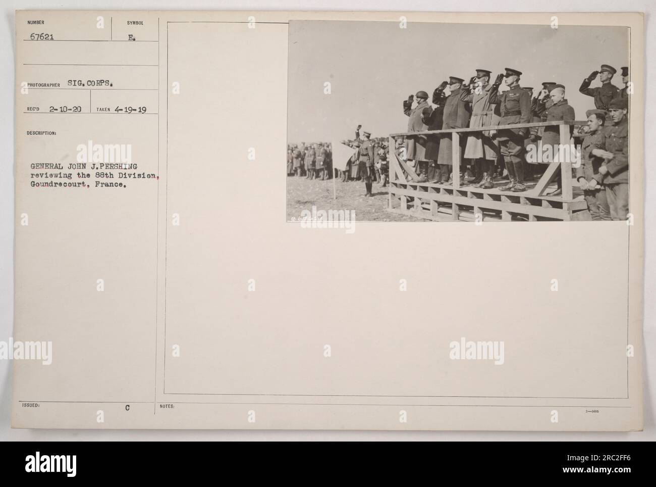 General John J. Pershing reviewing the 88th Division in Gondrecourt ...