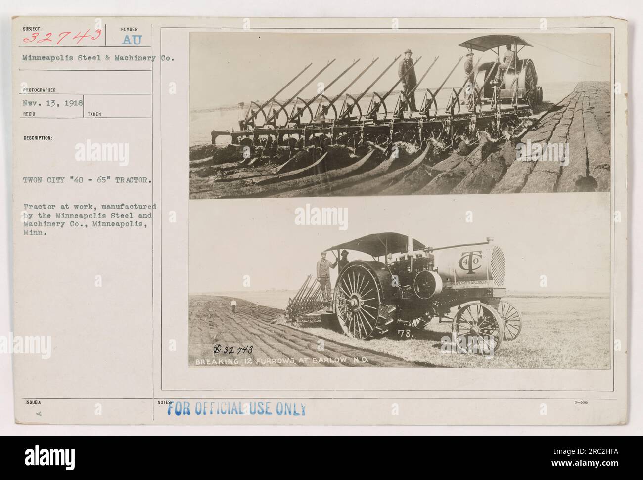 A "4065" tractor, manufactured by the Minneapolis Steel and Machinery