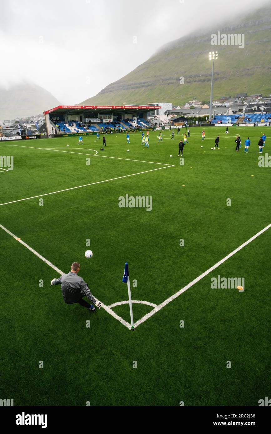 Arni Frederiksberg of KI Klaksvik scores the first goal during the News  Photo - Getty Images