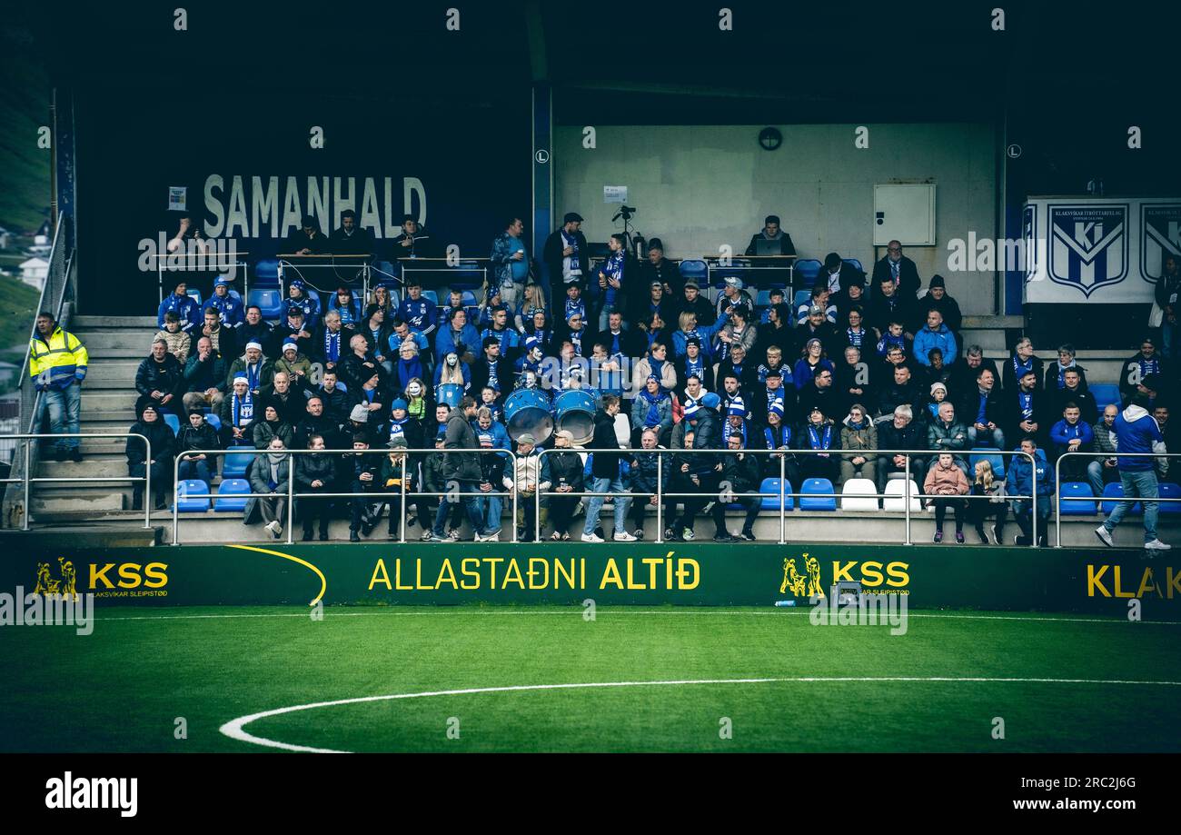 Klaksvik, Faroe Islands. 11th July, 2023. Football fans of Ki seen for
