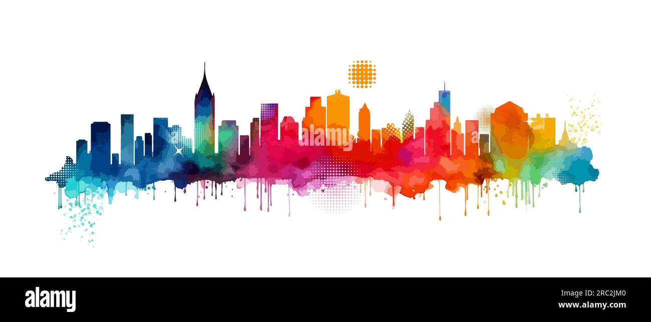City colorful silhouette with blots. Vector illustration Stock Vector ...