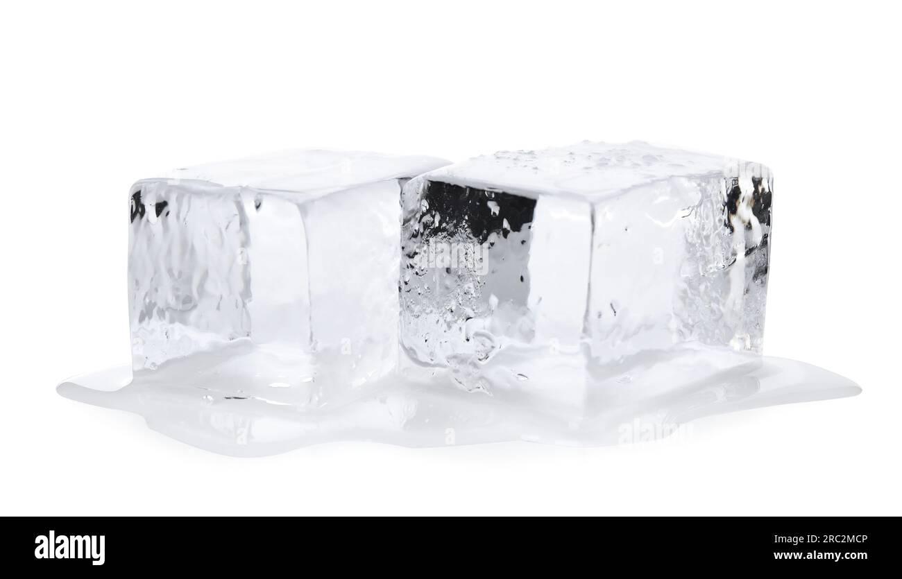 Crystal clear ice cubes isolated on white Stock Photo - Alamy