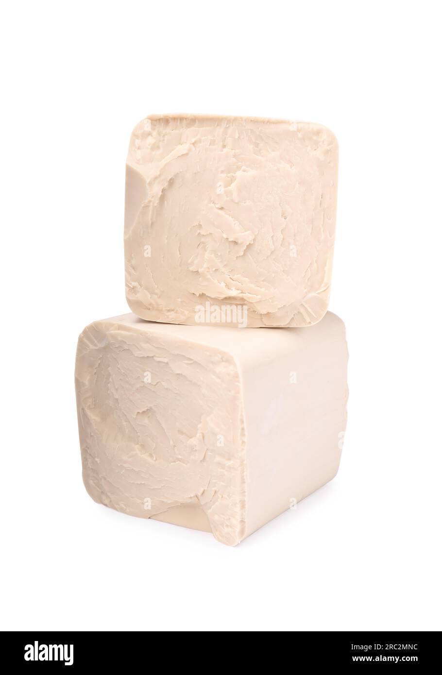 Blocks of compressed yeast isolated on white Stock Photo