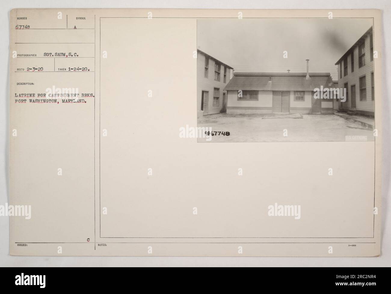 A photograph showing a latrine for the cantonment barracks in Fort