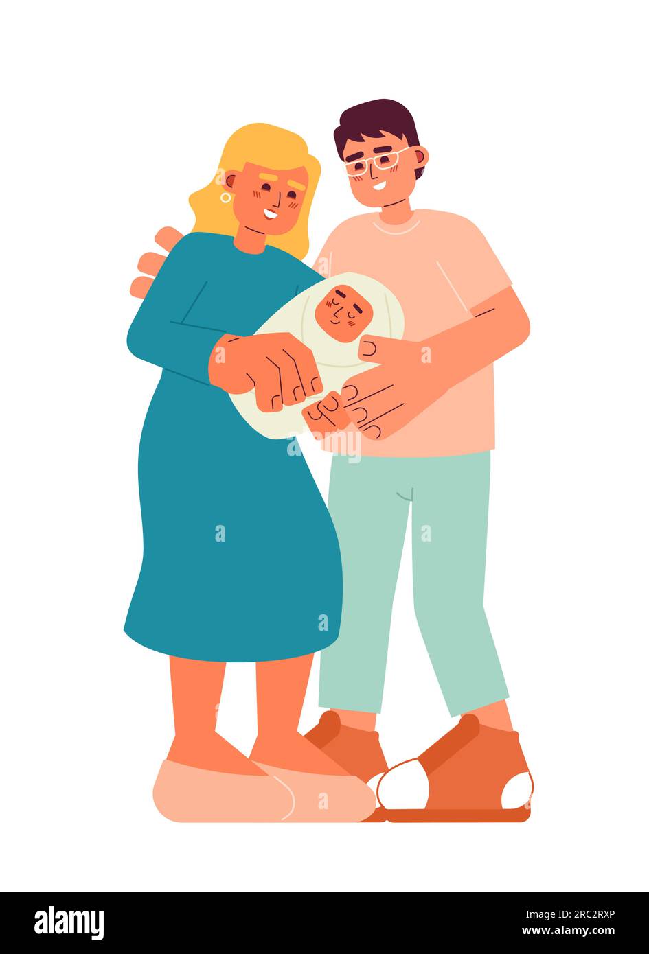 Mom dad newborn flat vector spot illustration Stock Vector Image & Art ...