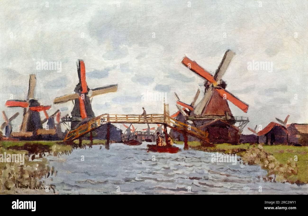 Claude Oscar Monet – Windmills near Zaandam 1871 Stock Photo - Alamy