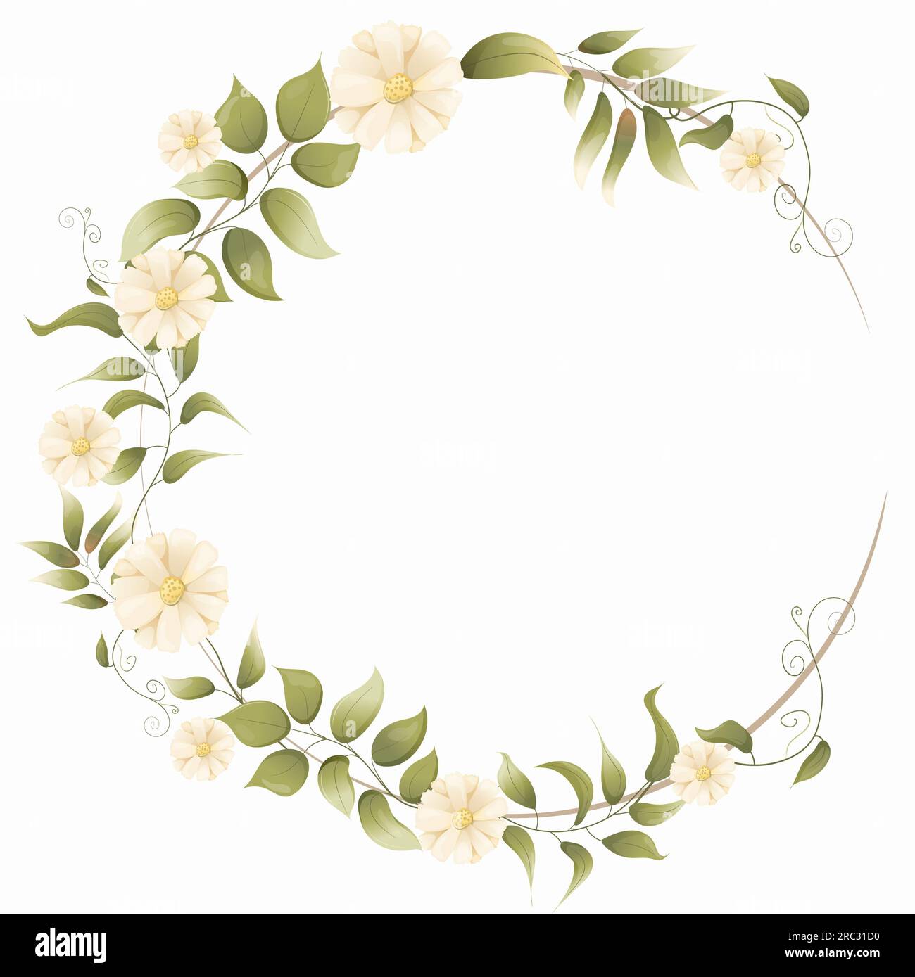 Delicate floral frame illustration. Invitation design with leaves