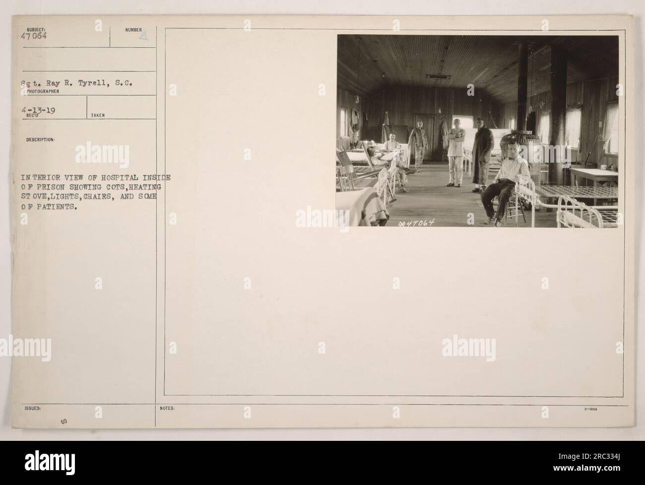 Interior view of a prison hospital during World War One, showing