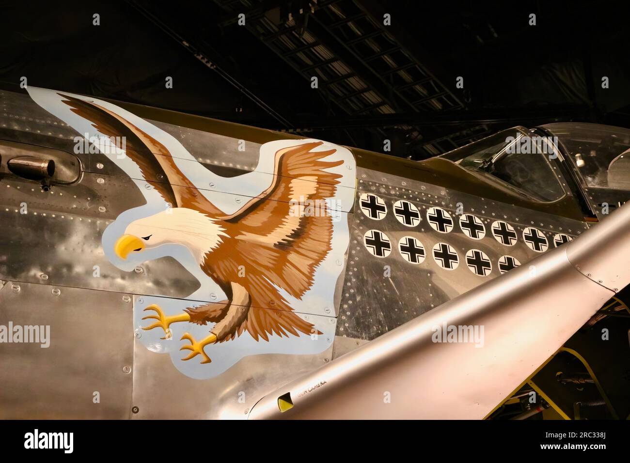 Nose art on the North American P-51D Mustang fighter bomber The Museum of Flight Seattle Washington State USA Stock Photo