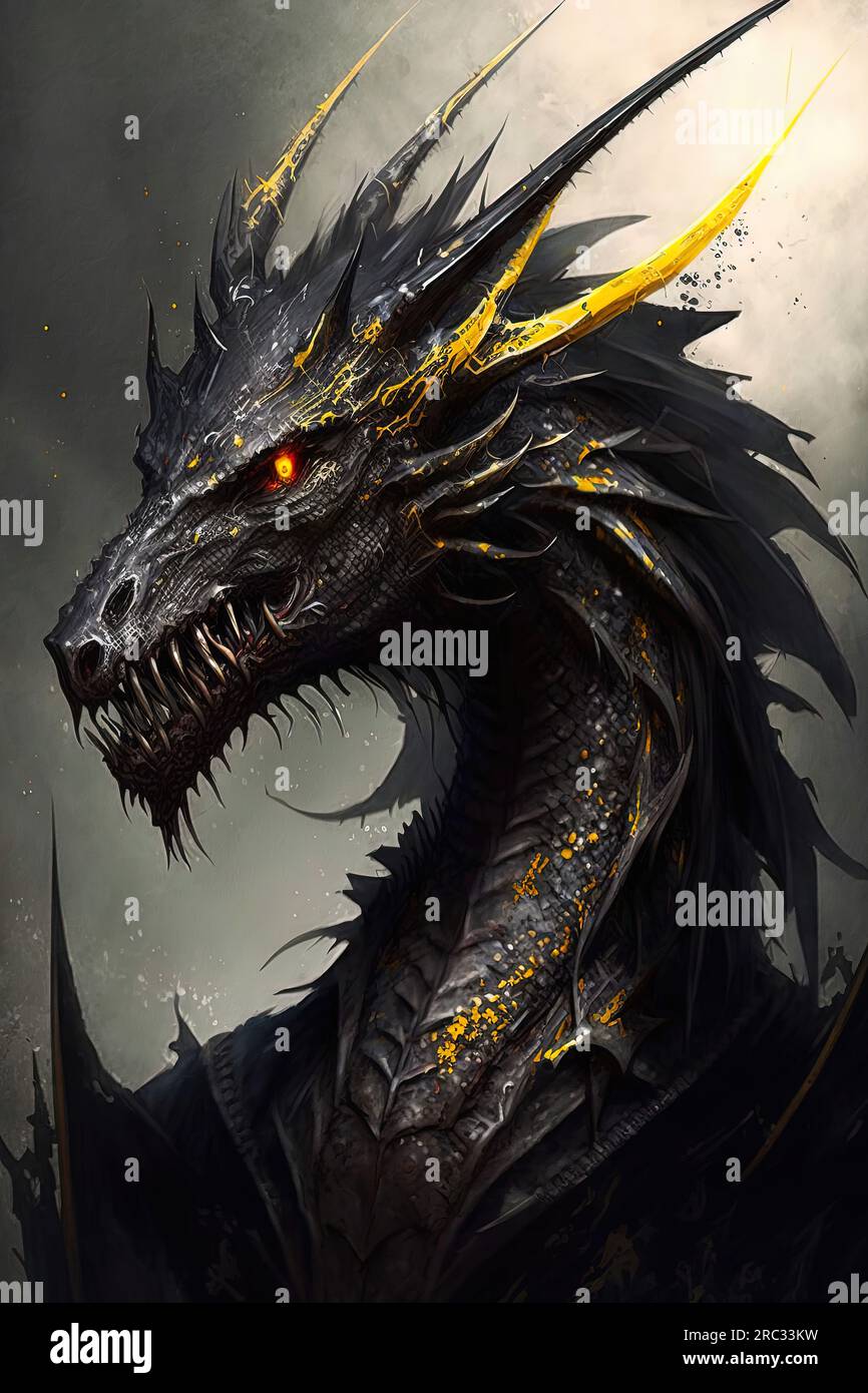 Black dragon head hi-res stock photography and images - Alamy
