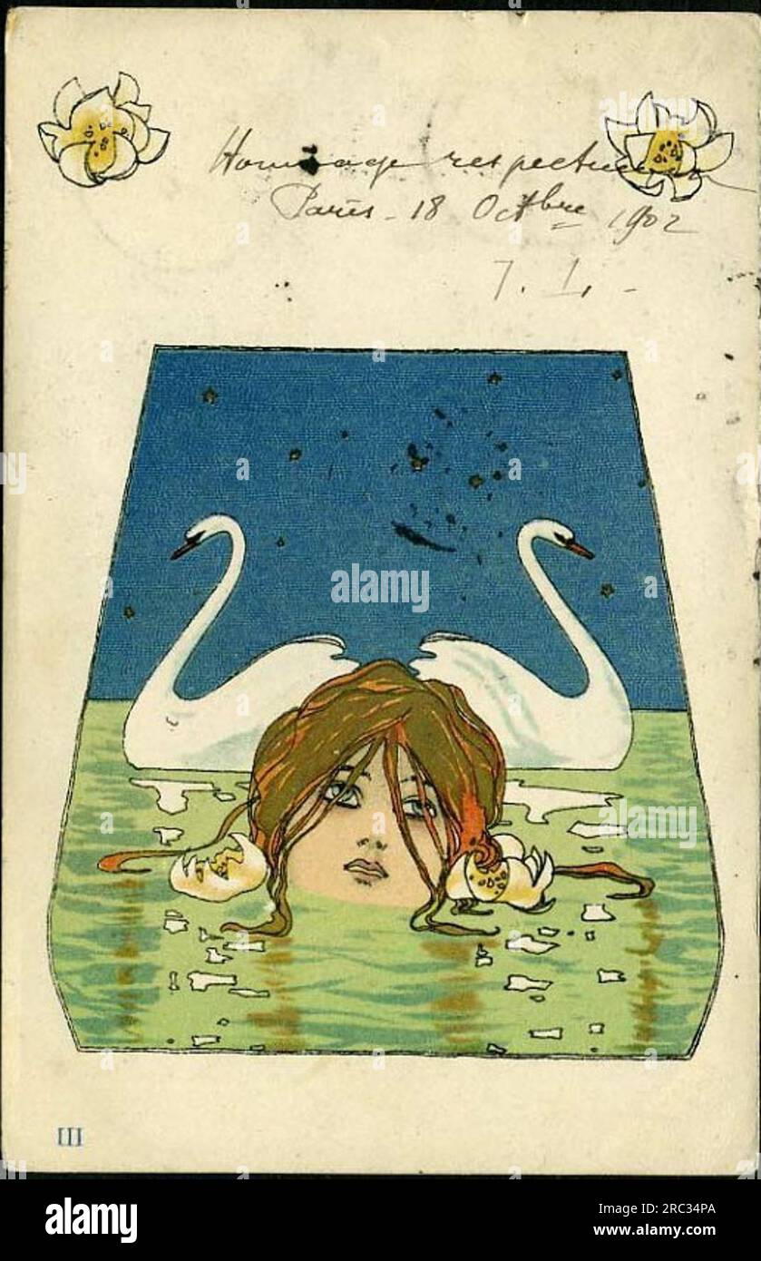 Leda and the Swan by Raphael Kirchner Stock Photo Alamy