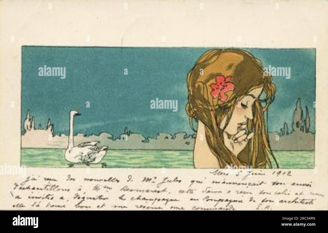 Leda and the Swan by Raphael Kirchner Stock Photo Alamy