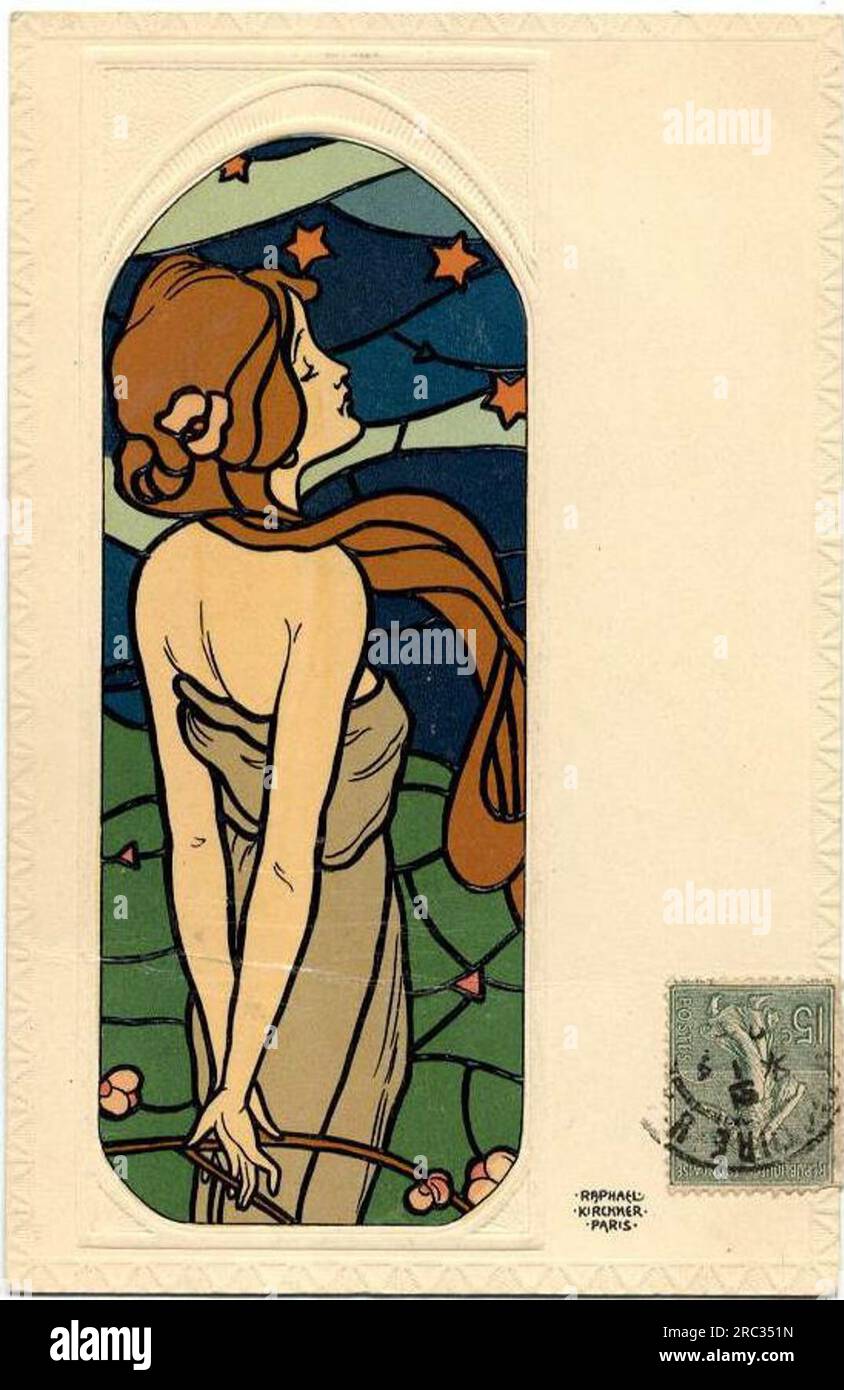 Stained Glass Art by Raphael Kirchner Stock Photo - Alamy