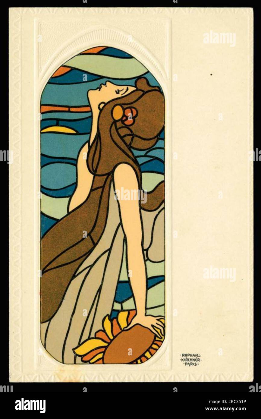 Stained Glass Art by Raphael Kirchner Stock Photo - Alamy