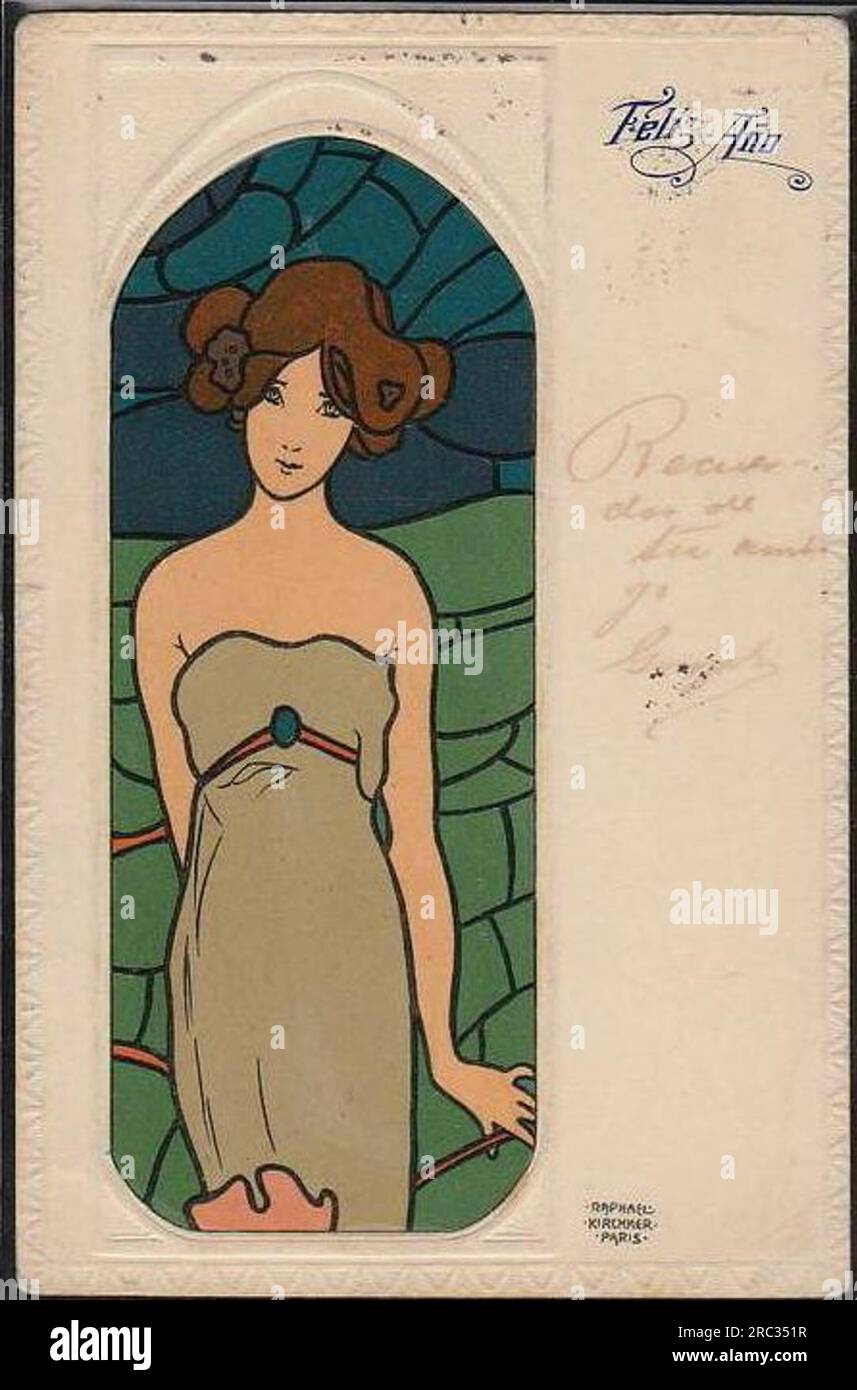 Stained Glass Art by Raphael Kirchner Stock Photo - Alamy