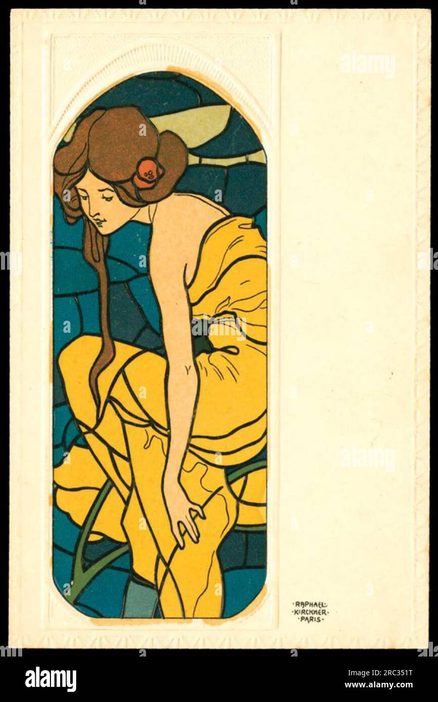 Stained Glass Art by Raphael Kirchner Stock Photo - Alamy