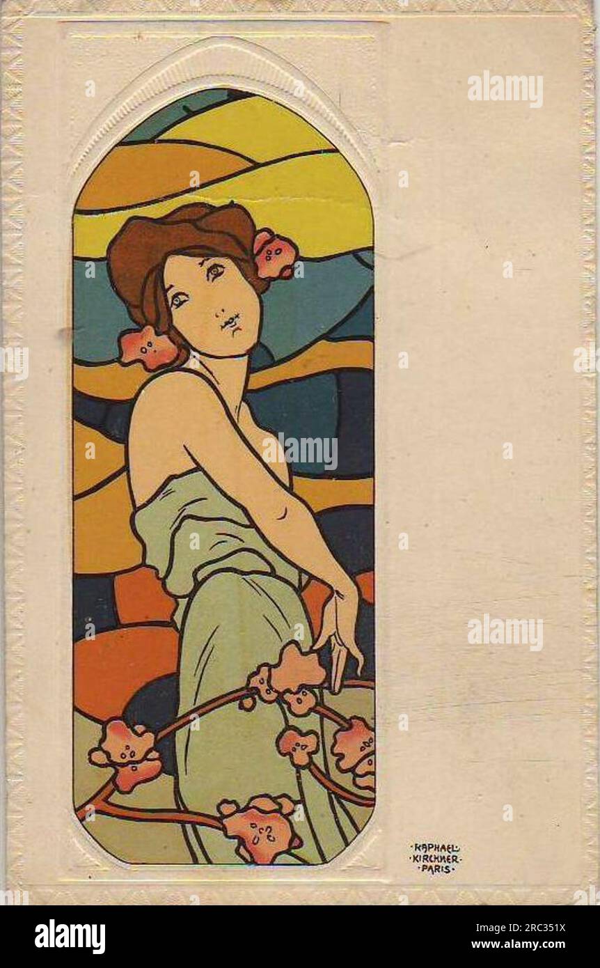 Stained Glass Art by Raphael Kirchner Stock Photo - Alamy