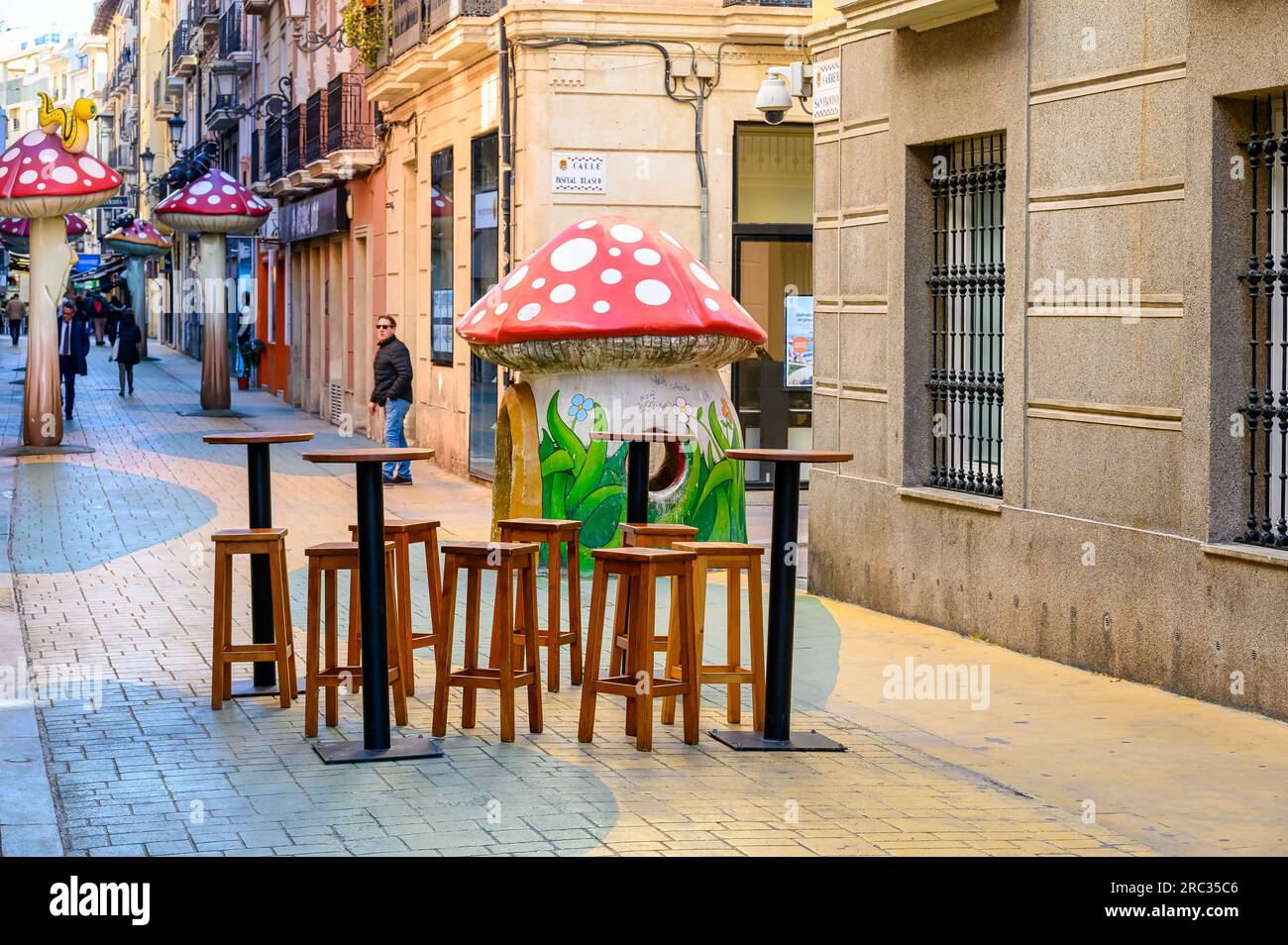 Alicante, Spain January 30, 2023 Urban decorations in the Mushroom