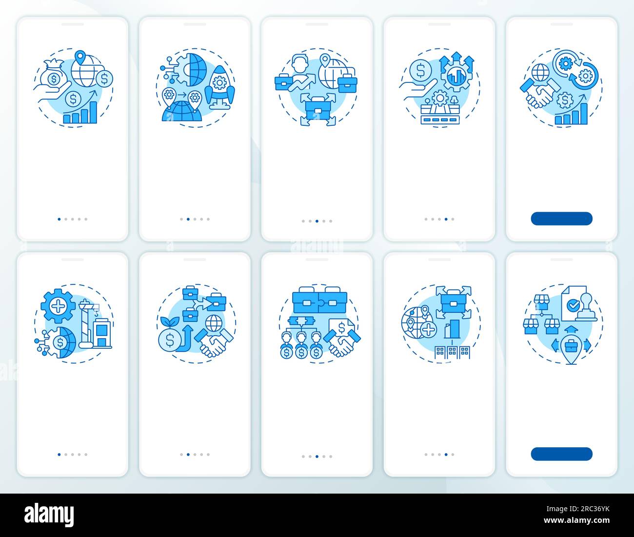 Walkthrough foreign direct investment with linear icons Stock Vector ...