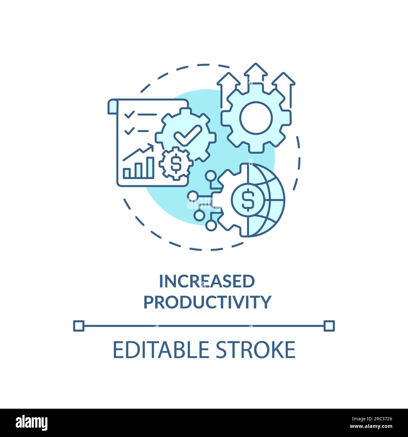 Customizable increased productivity linear icon FDI concept Stock Vector